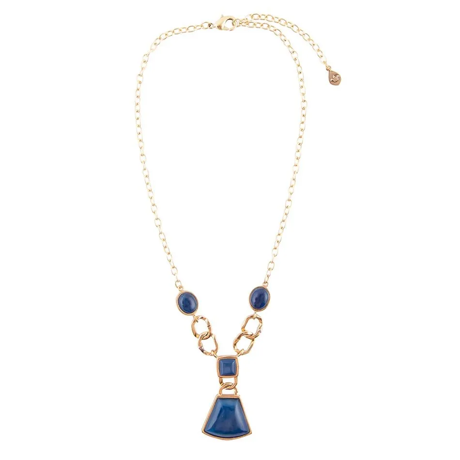Athena Blue Agate Golden Statement Necklace sold by Barse product image thumbnail 4