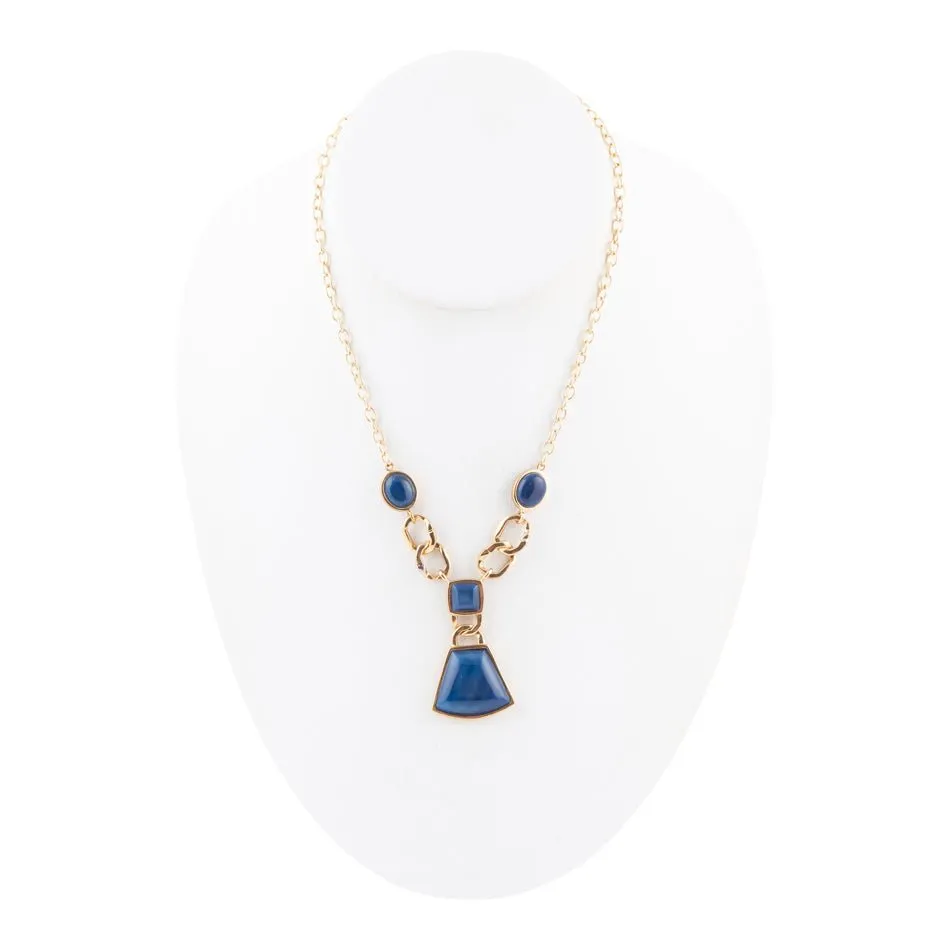 Athena Blue Agate Golden Statement Necklace sold by Barse product image thumbnail 3