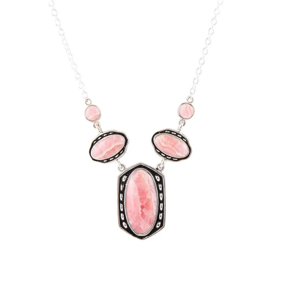 Shielded Pink Rhodonite and Sterling Silver Necklace sold by Barse