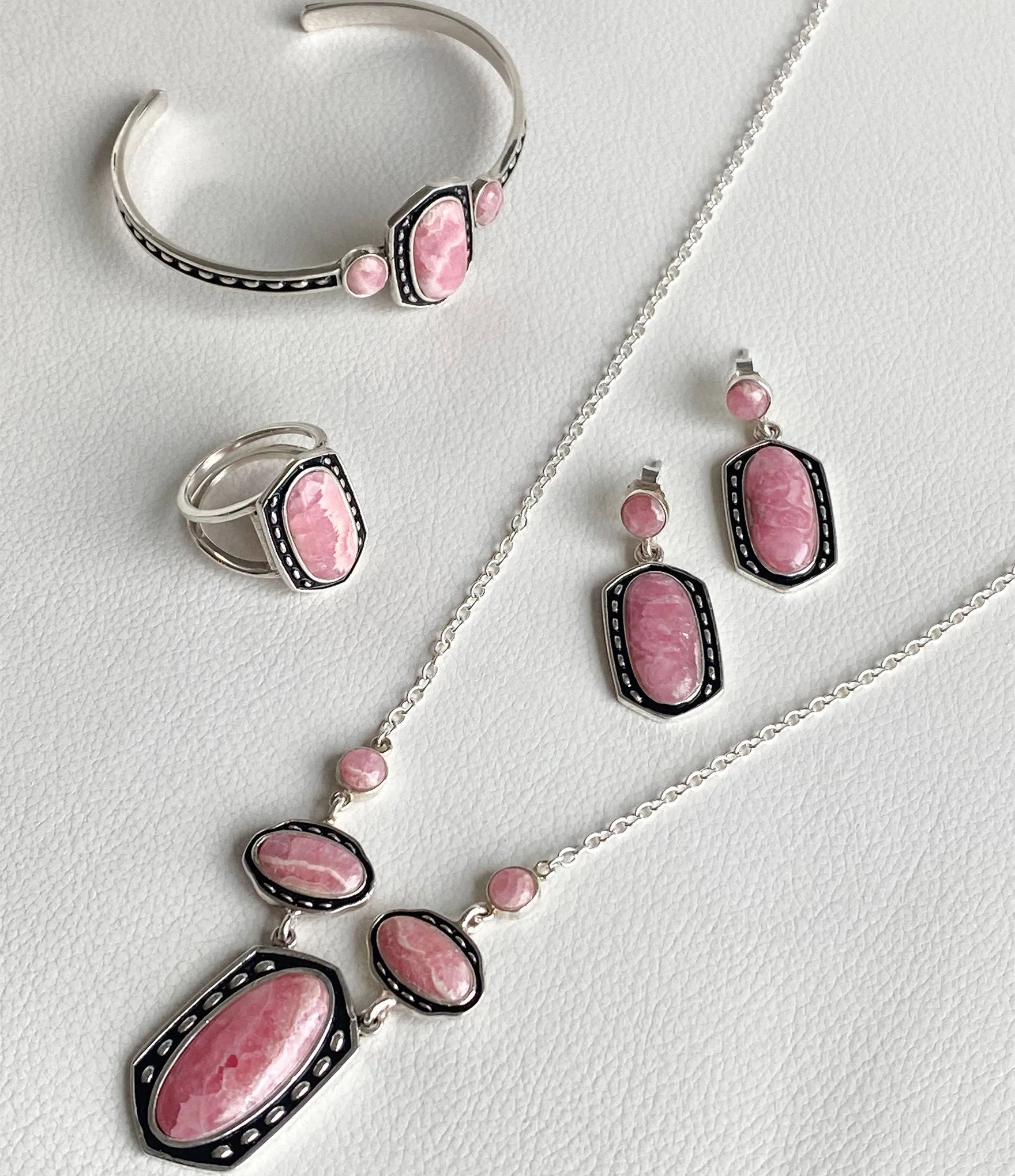 Shielded Pink Rhodonite and Sterling Silver Necklace sold by Barse product image thumbnail 3