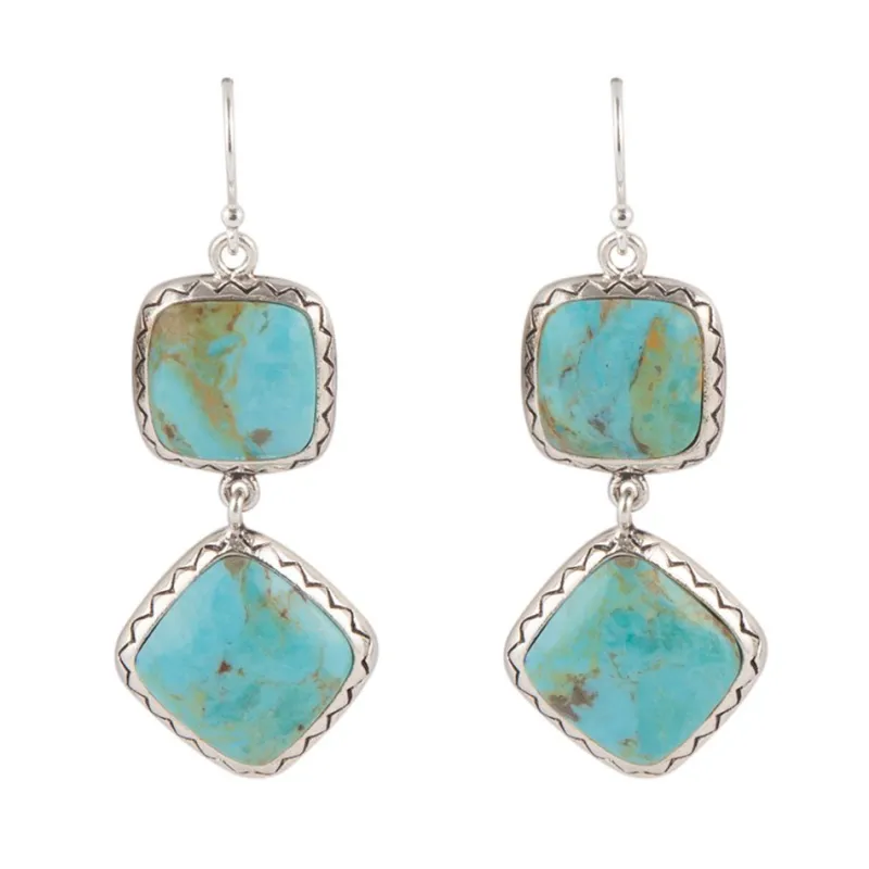 Drop Dead Gorgeous Blue Turquoise Sterling Silver Drop Earrings sold by Barse