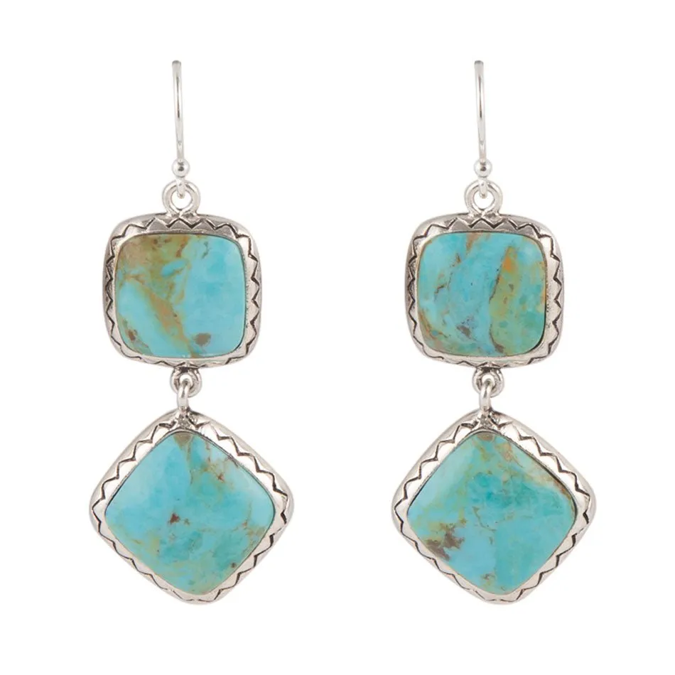 Gorgeous Blue Turquoise Sterling Silver Drop Earrings sold by Barse