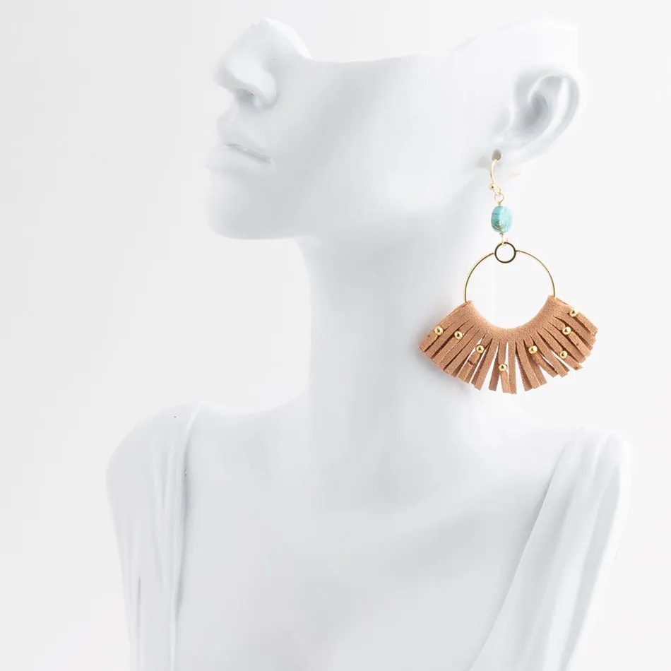 Pueblo Blue Magnesite Golden Fringe Earrings sold by Barse product image thumbnail 4