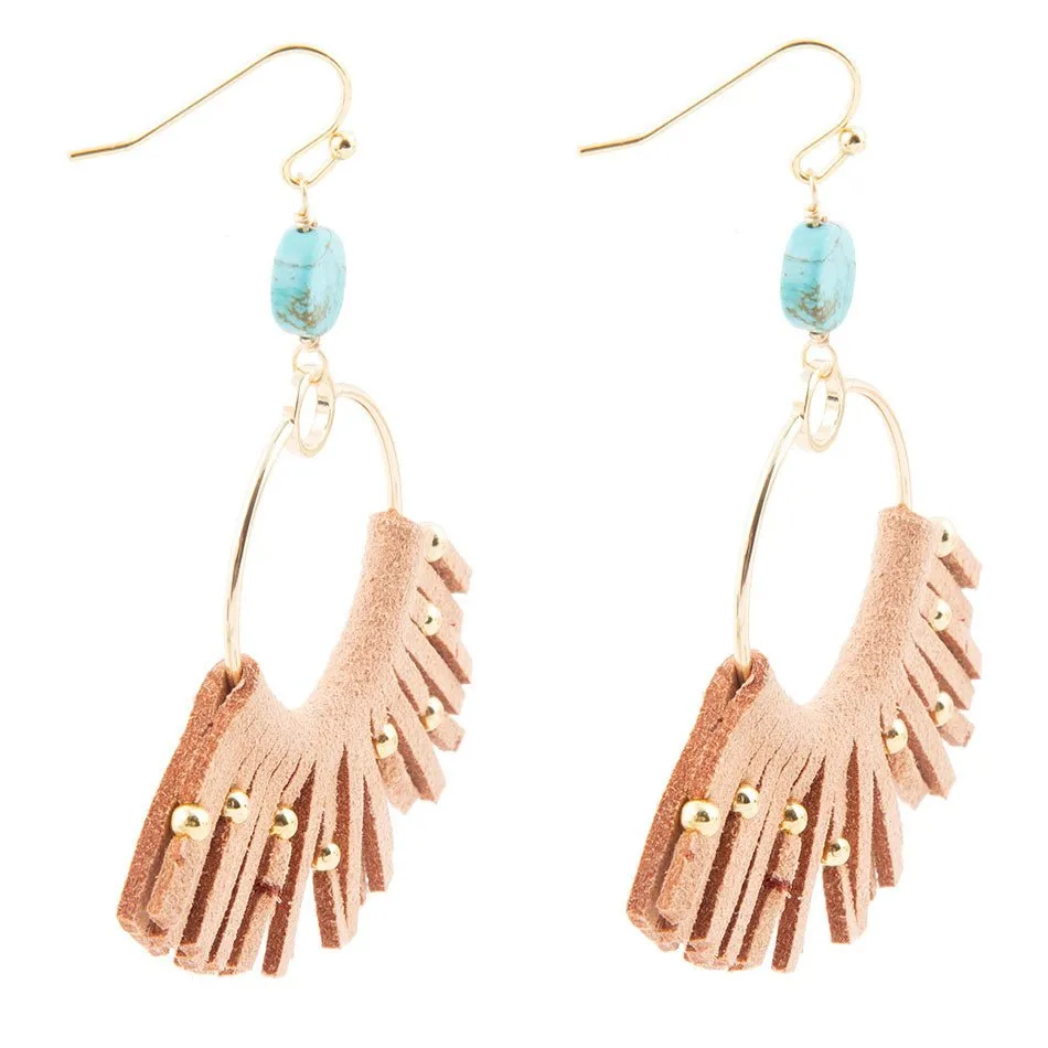 Pueblo Blue Magnesite Golden Fringe Earrings sold by Barse product image thumbnail 5