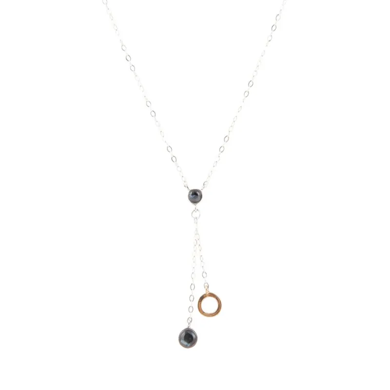 Circle Two-Toned Grey Labradorite Sterling Silver Necklace sold by Barse