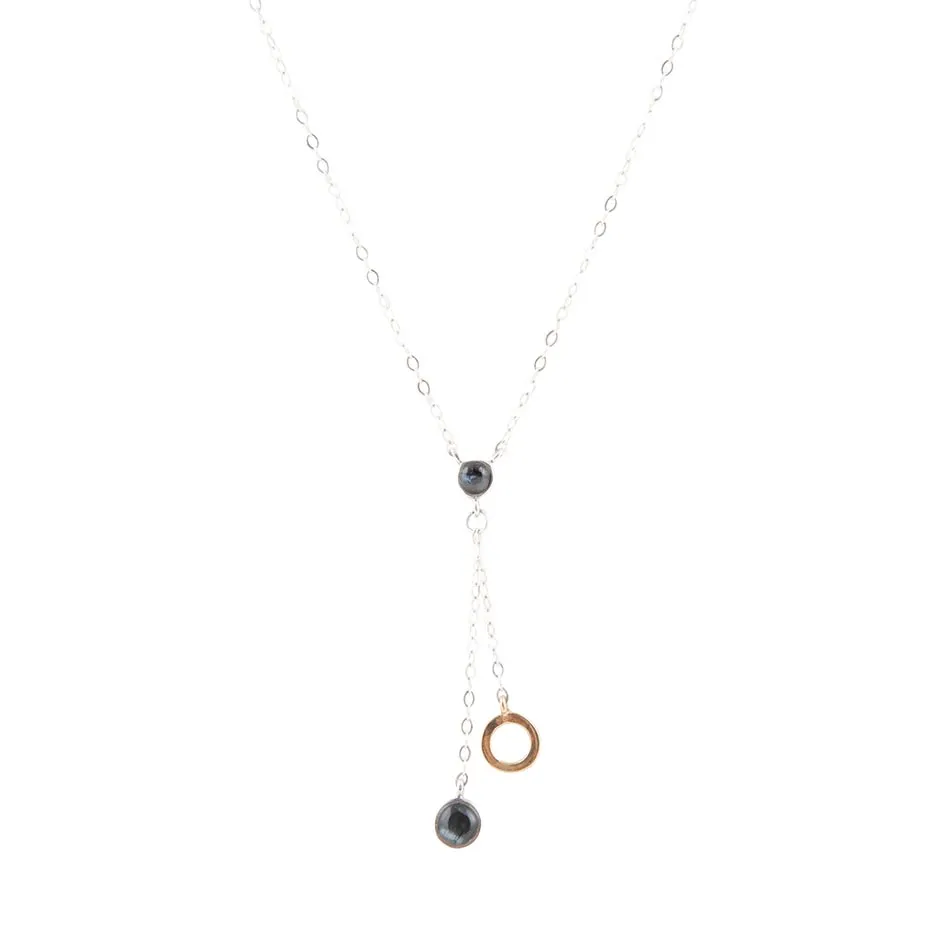 Circle Two-Toned Grey Labradorite Sterling Silver Necklace sold by Barse