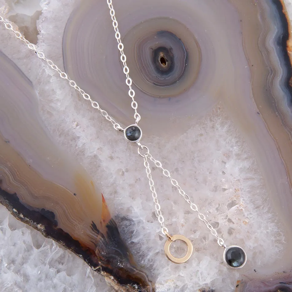 Circle Two-Toned Grey Labradorite Sterling Silver Necklace sold by Barse product image thumbnail 2
