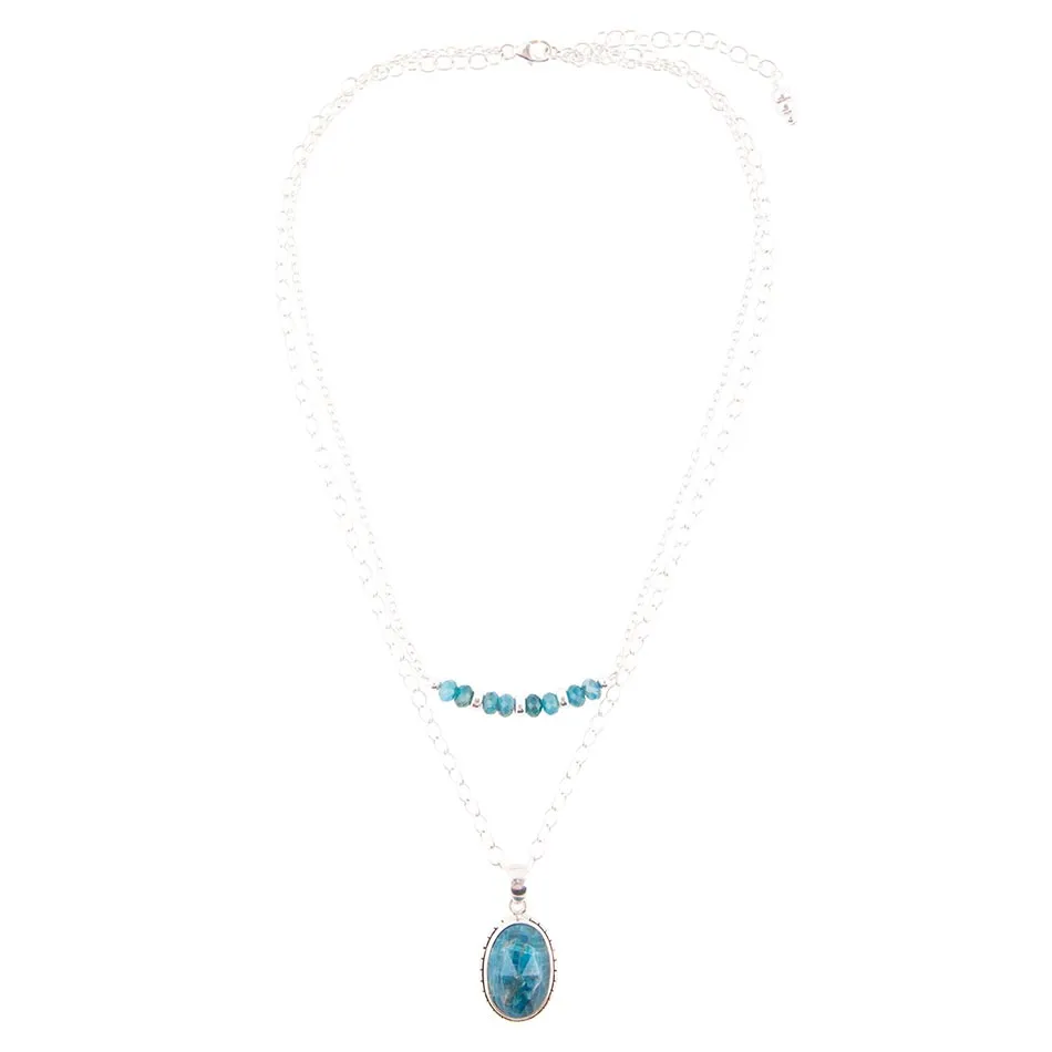 Layered Blue Apatite and Sterling Silver Necklace sold by Barse product image thumbnail 4
