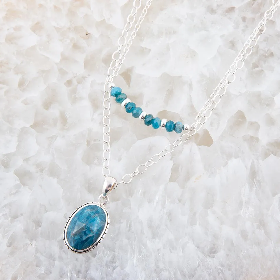 Layered Blue Apatite and Sterling Silver Necklace sold by Barse product image thumbnail 2