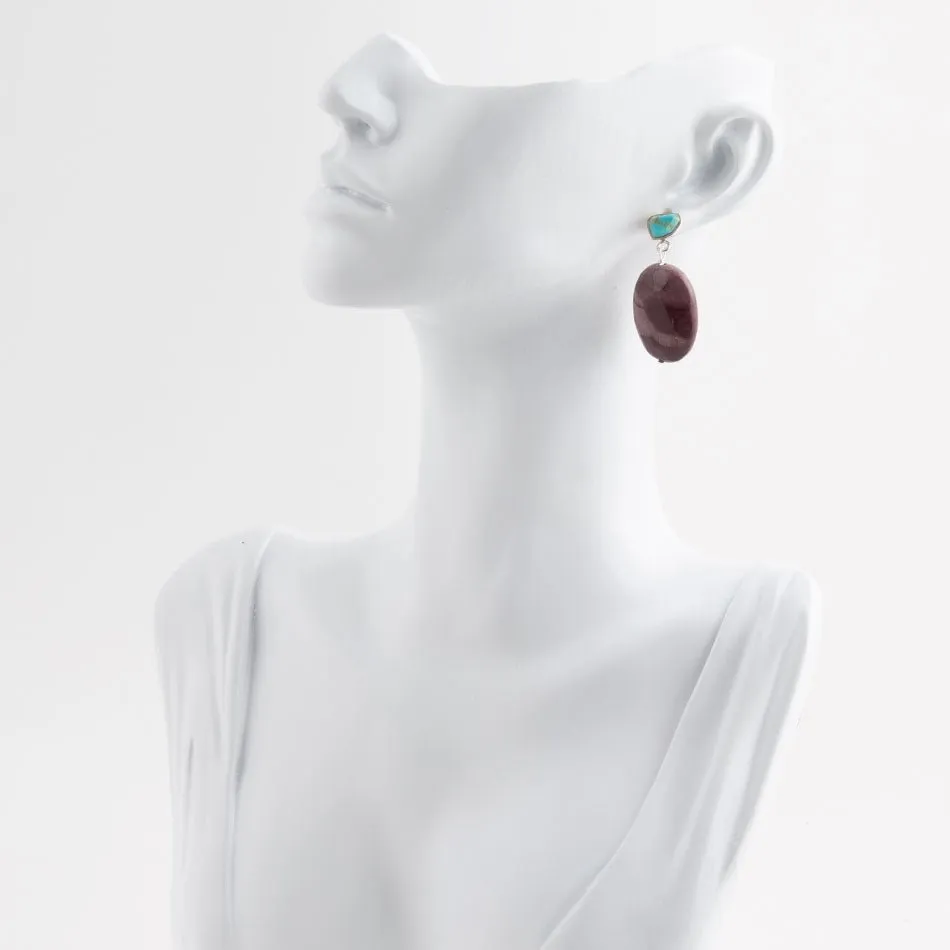 Blue Turquoise and Brown Mookaite Drop Earrings sold by Barse product image thumbnail 5