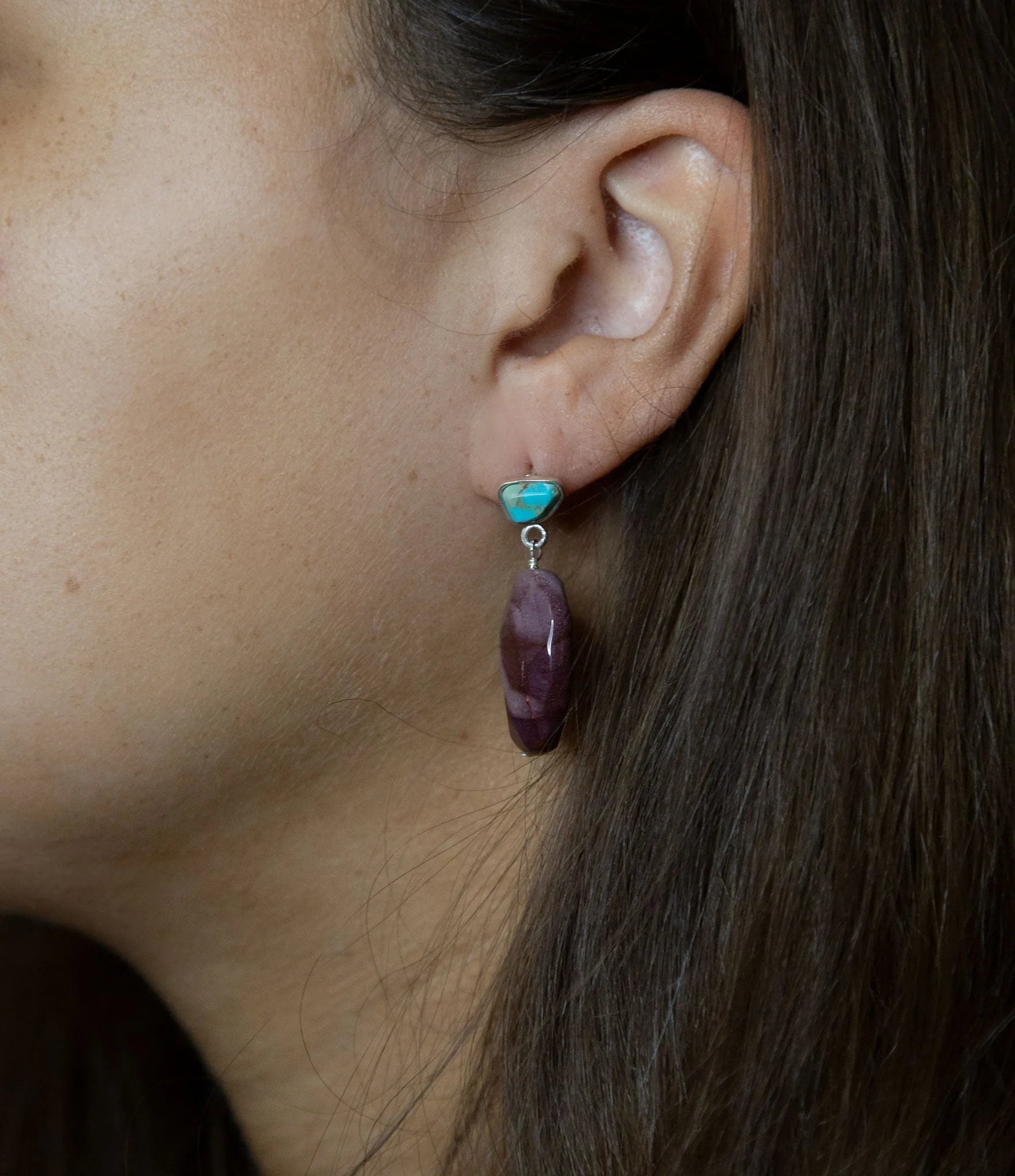 Blue Turquoise and Brown Mookaite Drop Earrings sold by Barse product image thumbnail 2