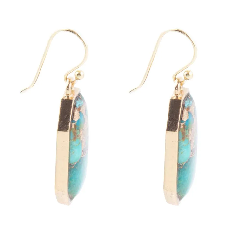 Dolce Teal Blue Turquoise Matrix Golden Drop Earrings sold by Barse product image thumbnail 4