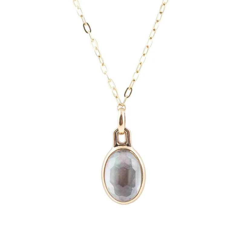Black Mother of Pearl Golden Pendant Necklace sold by Barse