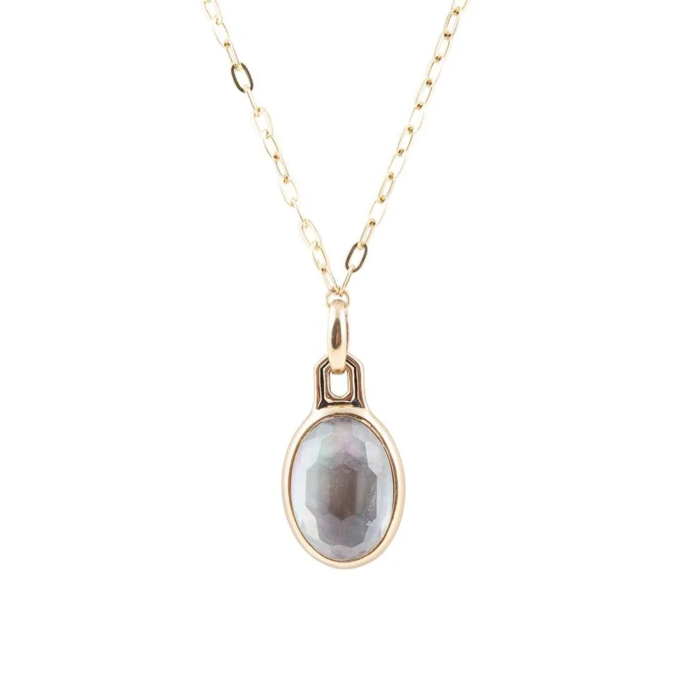 Black Mother of Pearl Golden Pendant Necklace sold by Barse