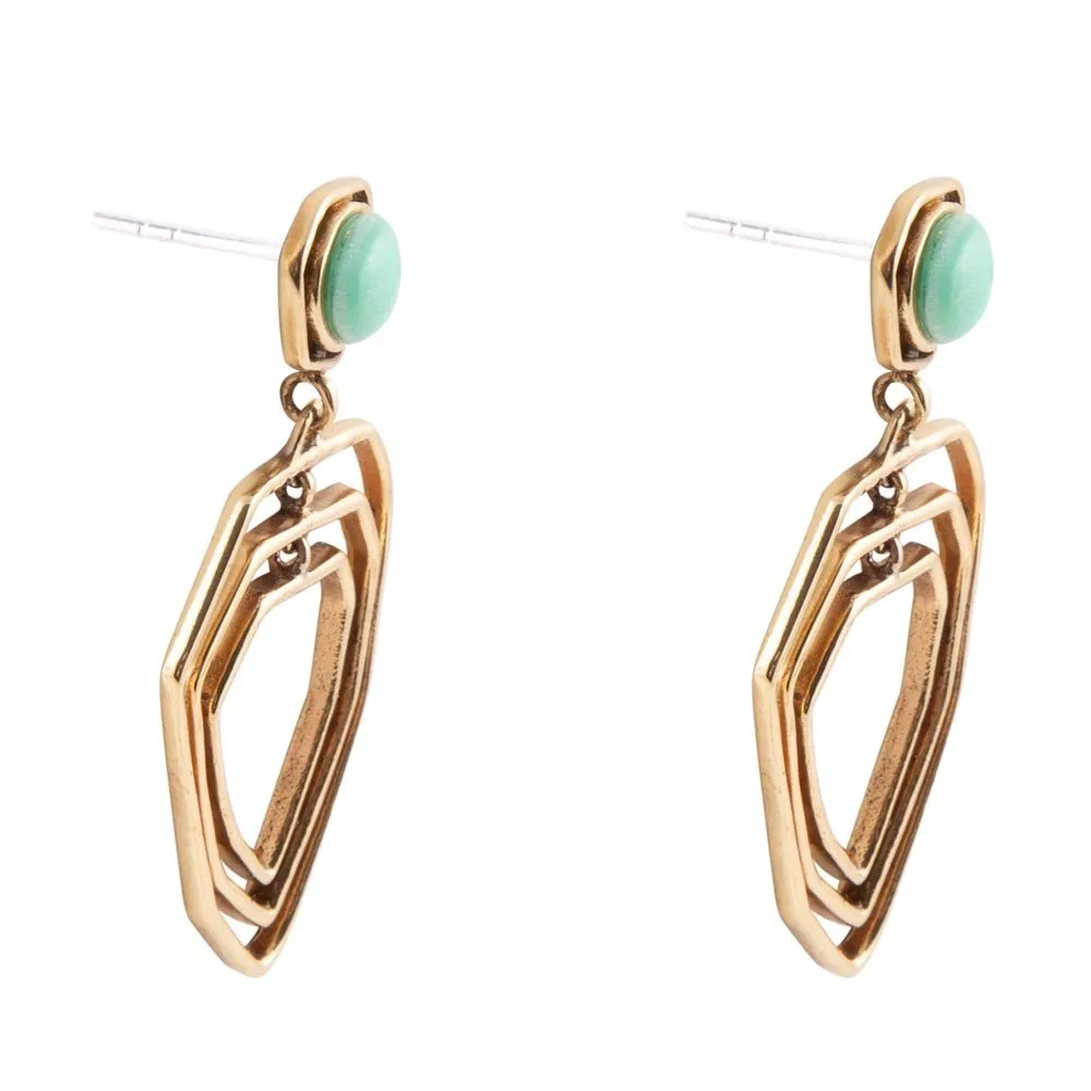 Organic Green Chrysoprase and Golden Bronze Drop Earrings sold by Barse product image thumbnail 3
