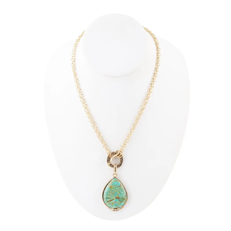 Abby Blue Turquoise and Golden Bronze Pendant Necklace sold by Barse product image thumbnail 4