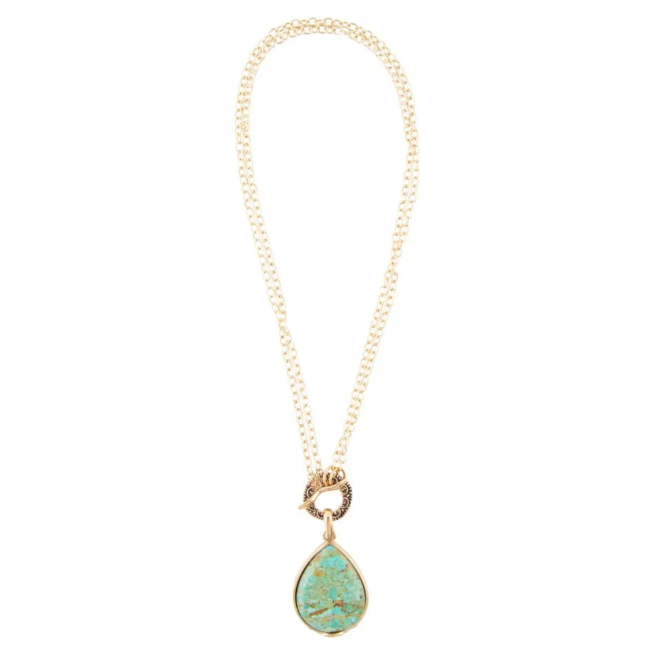 Abby Blue Turquoise and Golden Bronze Pendant Necklace sold by Barse product image thumbnail 5