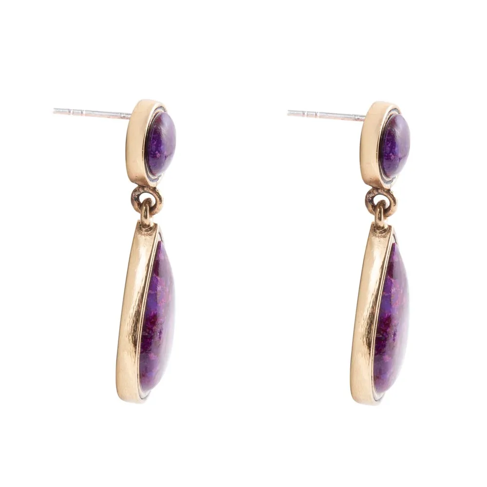 Purple Turquoise and Golden Bronze Teardrop Earrings sold by Barse product image thumbnail 2