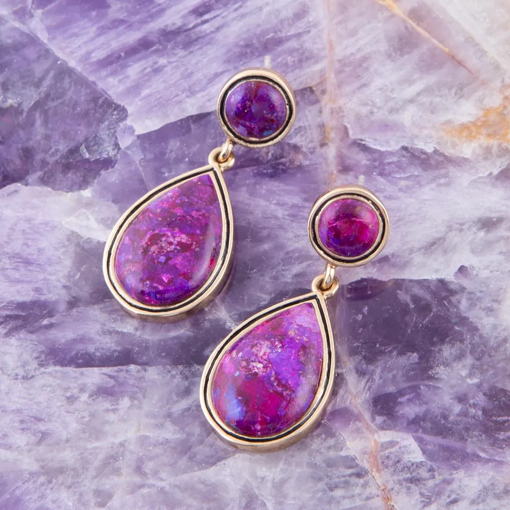 Purple Turquoise and Golden Bronze Teardrop Earrings sold by Barse product image thumbnail 3