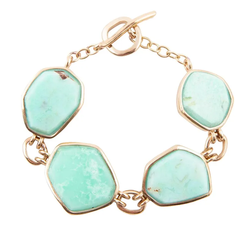 Green Chrysoprase Golden Bronze Toggle Bracelet sold by Barse