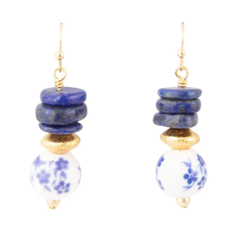 Santorini Cobalt Blue Lapis Drop Earrings sold by Barse