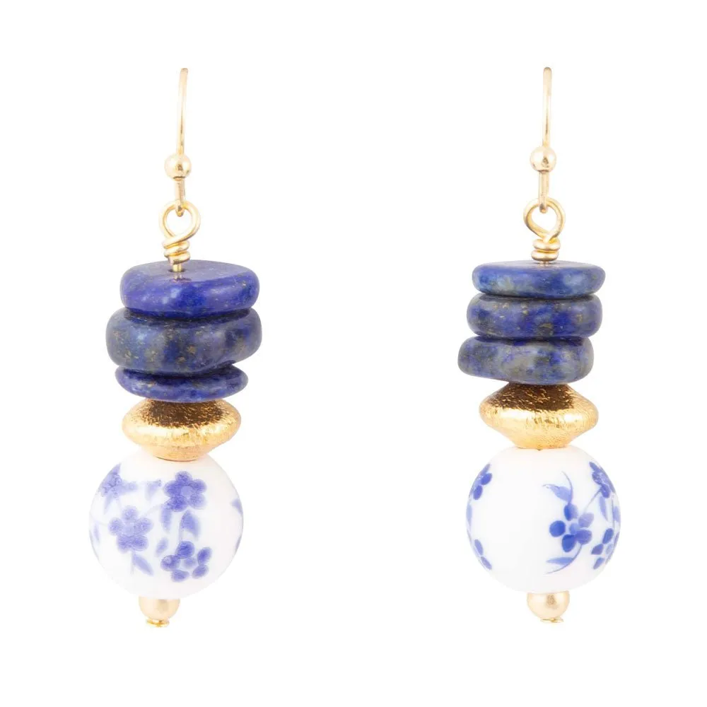 Santorini Cobalt Blue Lapis Drop Earrings sold by Barse