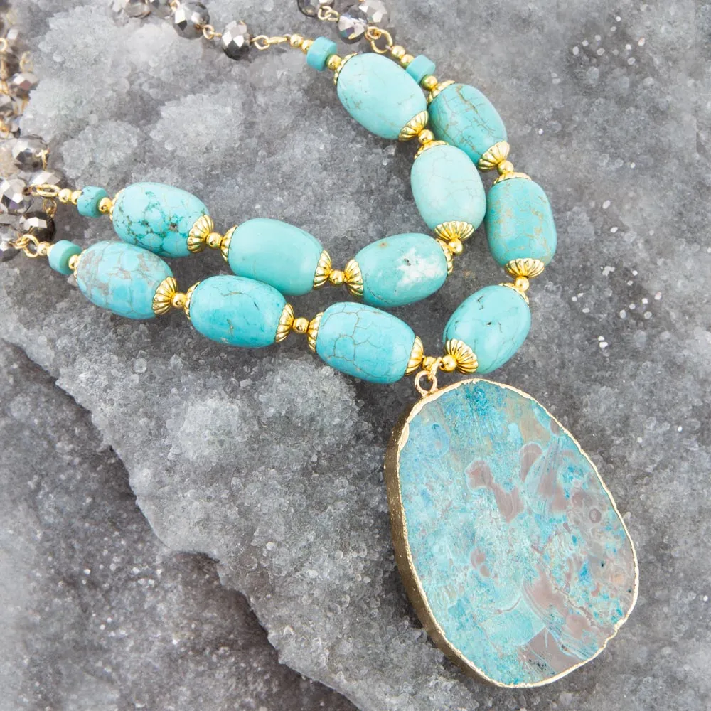 Baron Blue Turquoise Magnesite Pendant Statement Necklace sold by Barse product image thumbnail 2