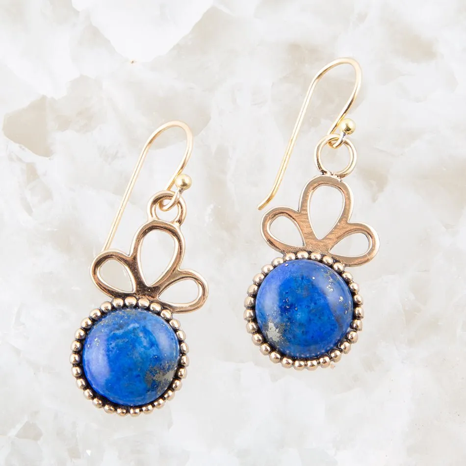 Petals of Blue Lapis Drop Golden Earrings sold by Barse product image thumbnail 2