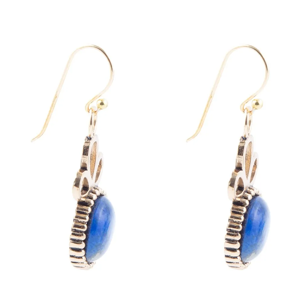 Petals of Blue Lapis Drop Golden Earrings sold by Barse product image thumbnail 3
