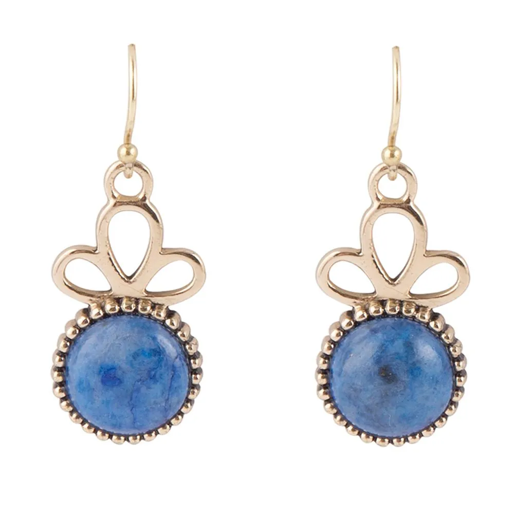 Petals of Blue Lapis Drop Golden Earrings sold by Barse