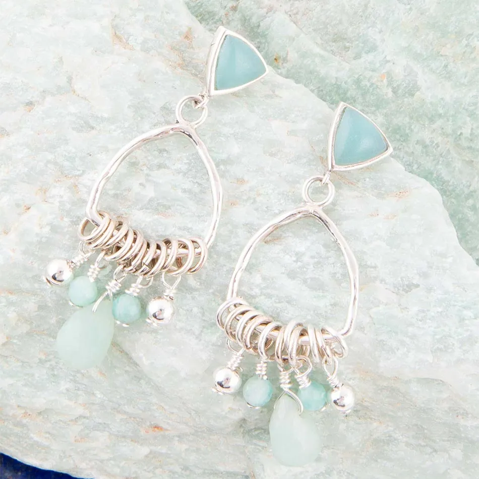 Blue Amazonite and Sterling Silver Chandelier Earrings sold by Barse product image thumbnail 2