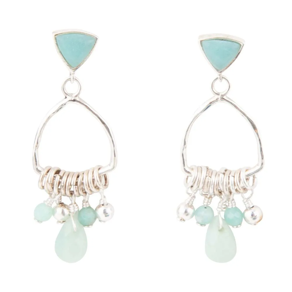 Blue Amazonite and Sterling Silver Chandelier Earrings sold by Barse