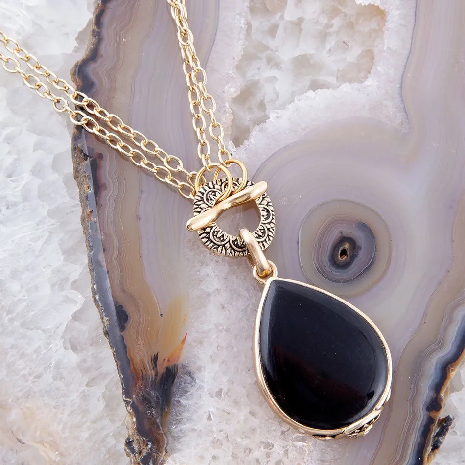 Abby Black Onyx Golden Bronze Drop Necklace sold by Barse product image thumbnail 2