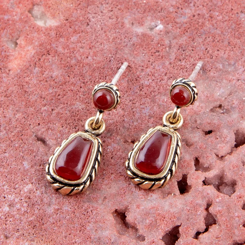 Roped Orange Carnelian Golden Drop Earrings sold by Barse product image thumbnail 2