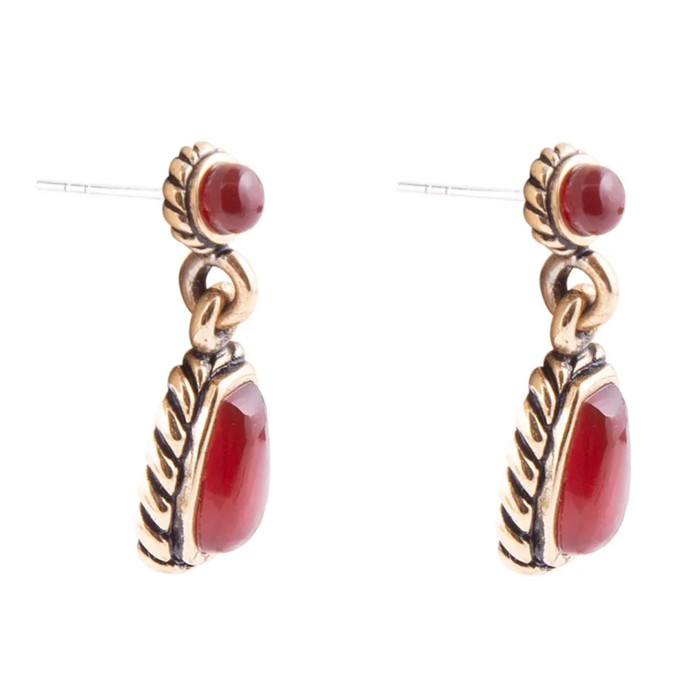 Roped Orange Carnelian Golden Drop Earrings sold by Barse product image thumbnail 3