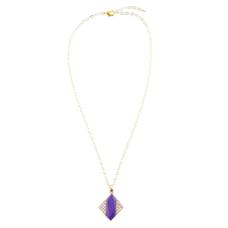 Motif Purple Agate and Golden Bronze Pendant Necklace sold by Barse product image thumbnail 4