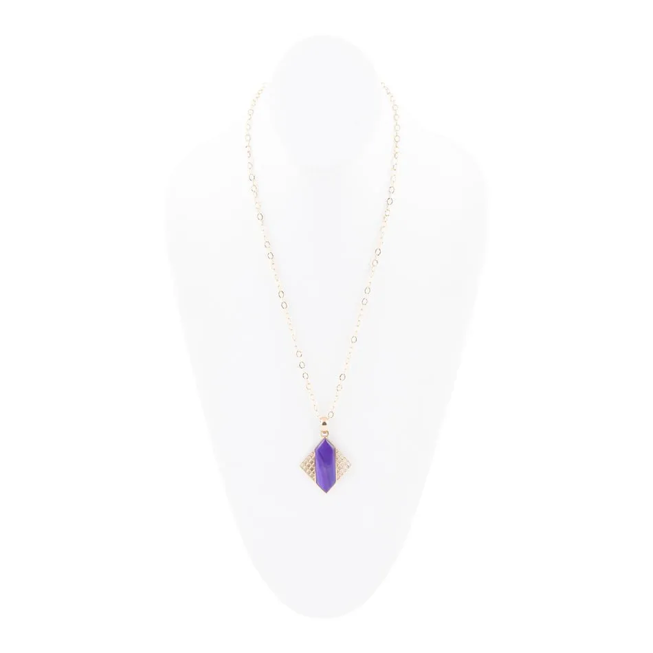 Motif Purple Agate and Golden Bronze Pendant Necklace sold by Barse product image thumbnail 3