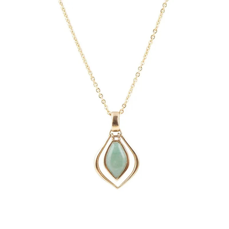 Melita Green Aventurine Golden Pendant Necklace sold by Barse