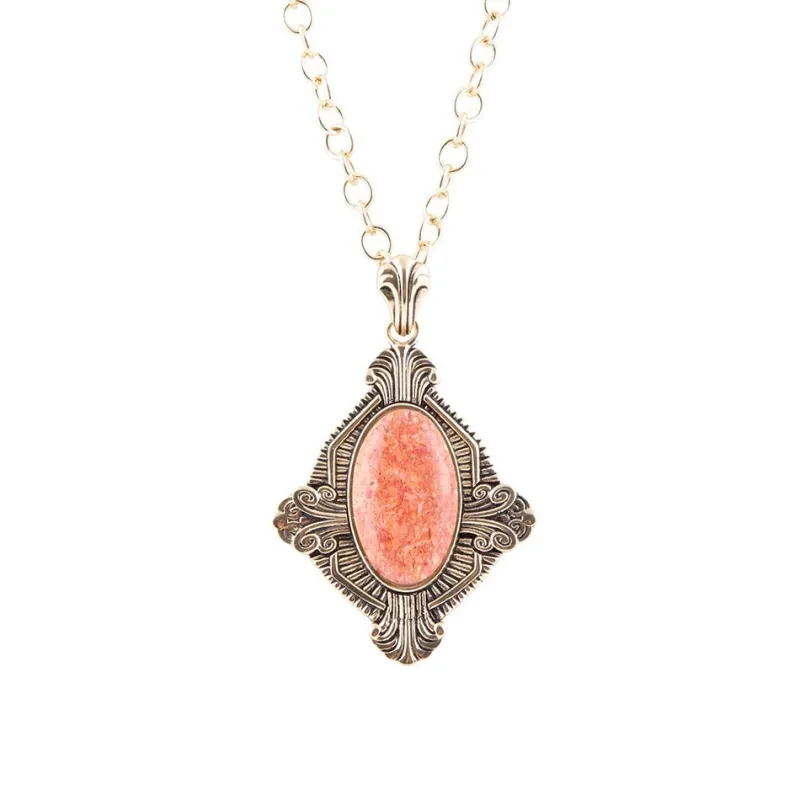 Valerie Orange Sponge Coral and Golden Pendant Necklace sold by Barse