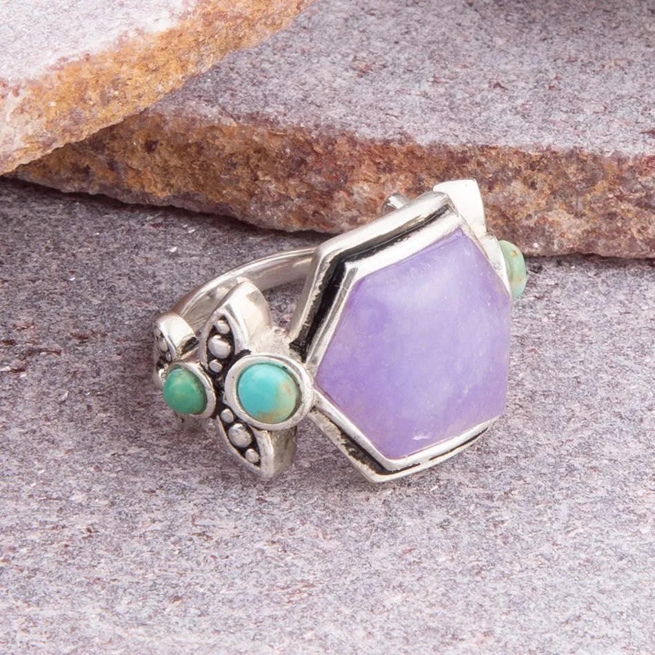 Emile Purple Quartz and Blue Turquoise Sterling Silver Ring sold by Barse product image thumbnail 2
