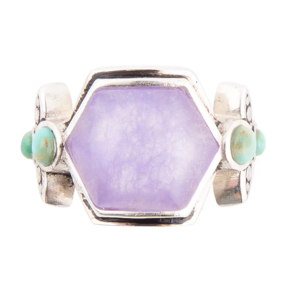 Emile Purple Quartz and Blue Turquoise Sterling Silver Ring sold by Barse product image thumbnail 3