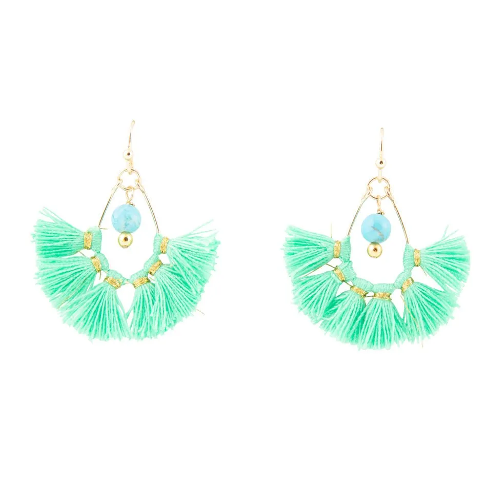 Green Frilled About Spring Golden Earring sold by Barse