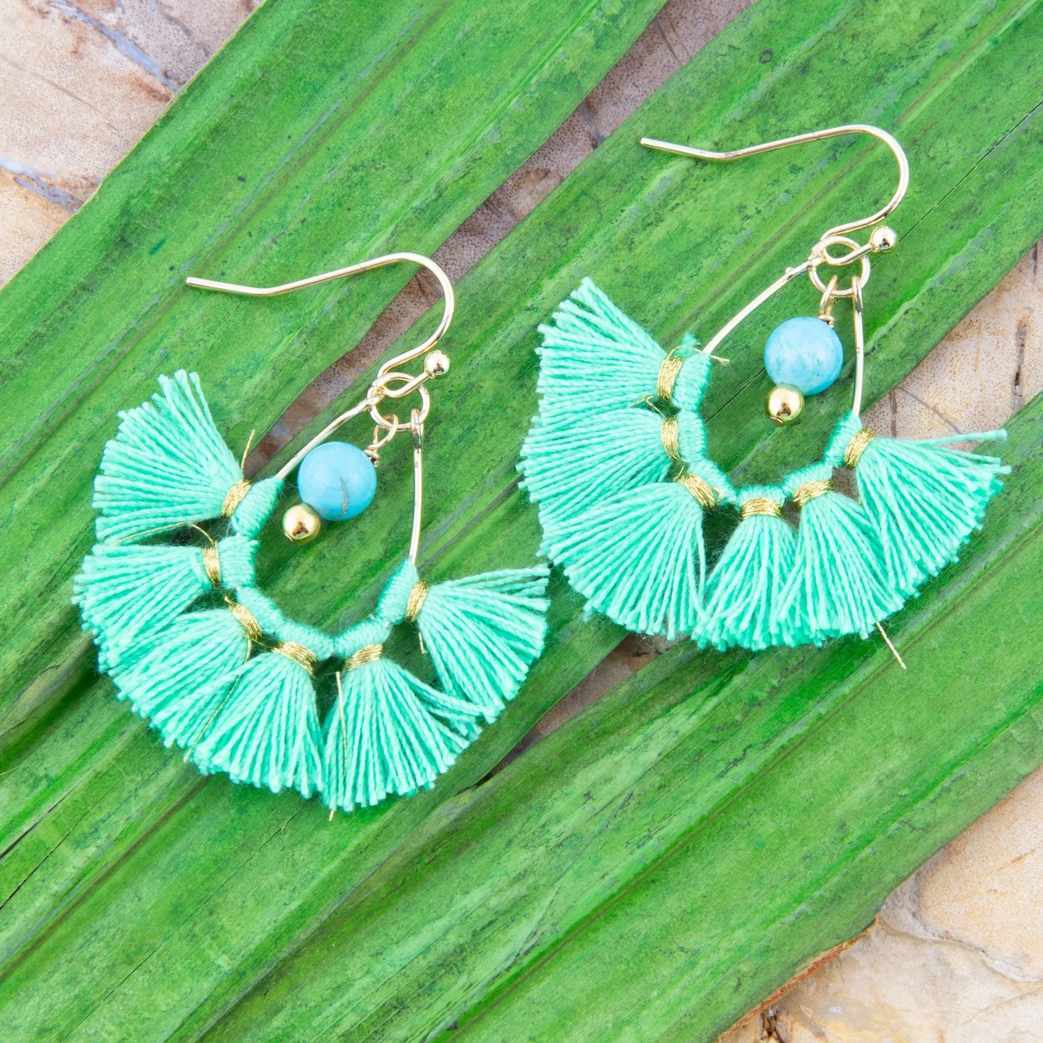 Green Frilled About Spring Golden Earring sold by Barse product image thumbnail 2