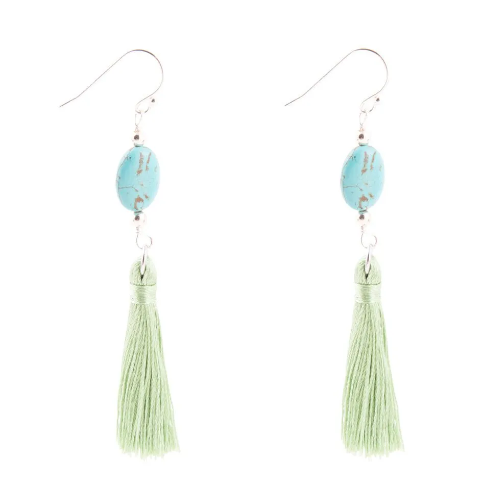 Frill Seeker Green Tassel and Sterling Silver Earrings sold by Barse product image thumbnail 3
