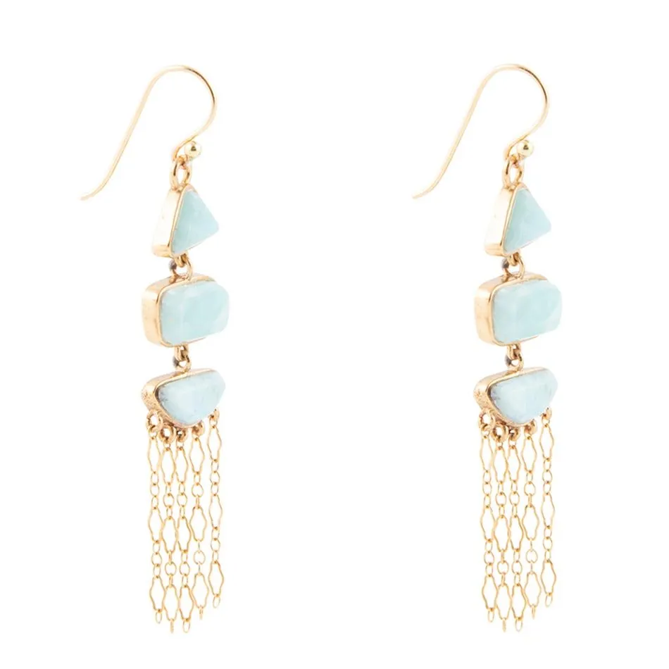 Ohana Blue Larimar Golden Chandelier Drop Earrings sold by Barse product image thumbnail 4