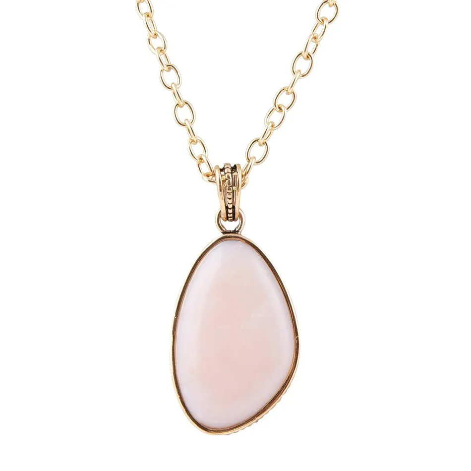 Aruba Pink Opal Golden Pendant Necklace sold by Barse