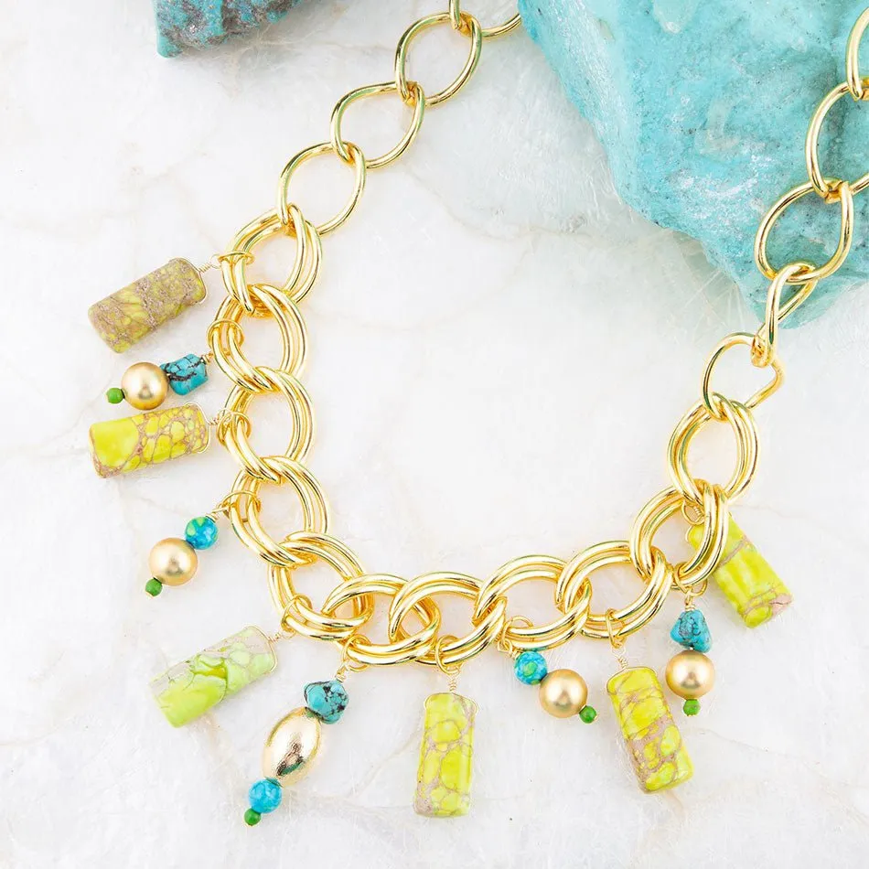 Lime Green Jasper Charm Golden Necklace sold by Barse product image thumbnail 2