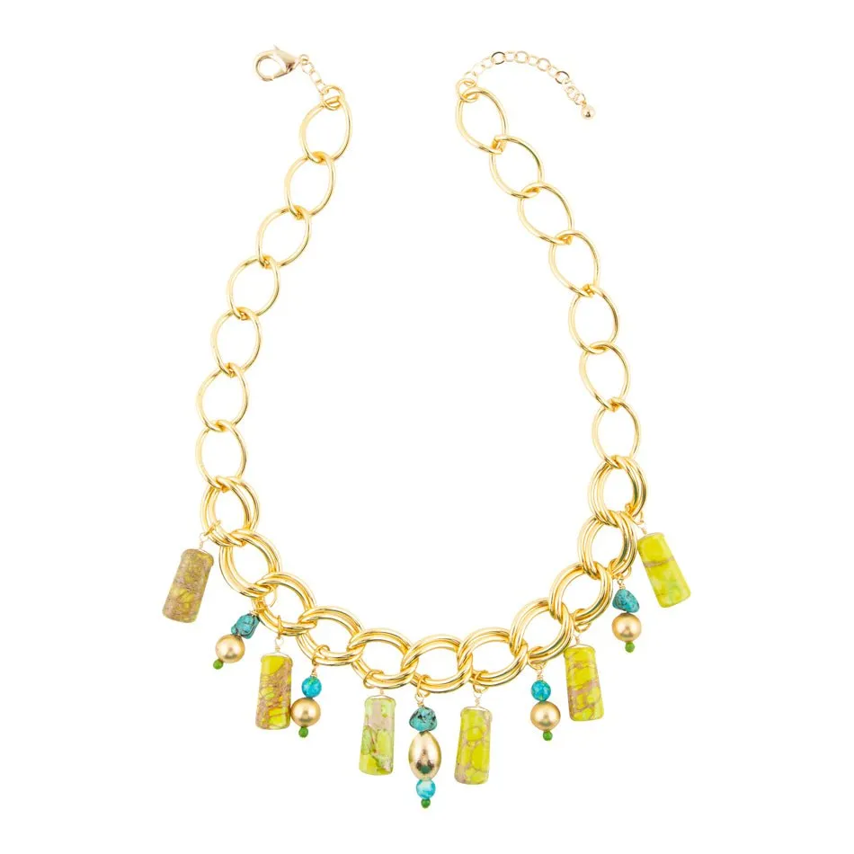 Lime Green Jasper Charm Golden Necklace sold by Barse product image thumbnail 4