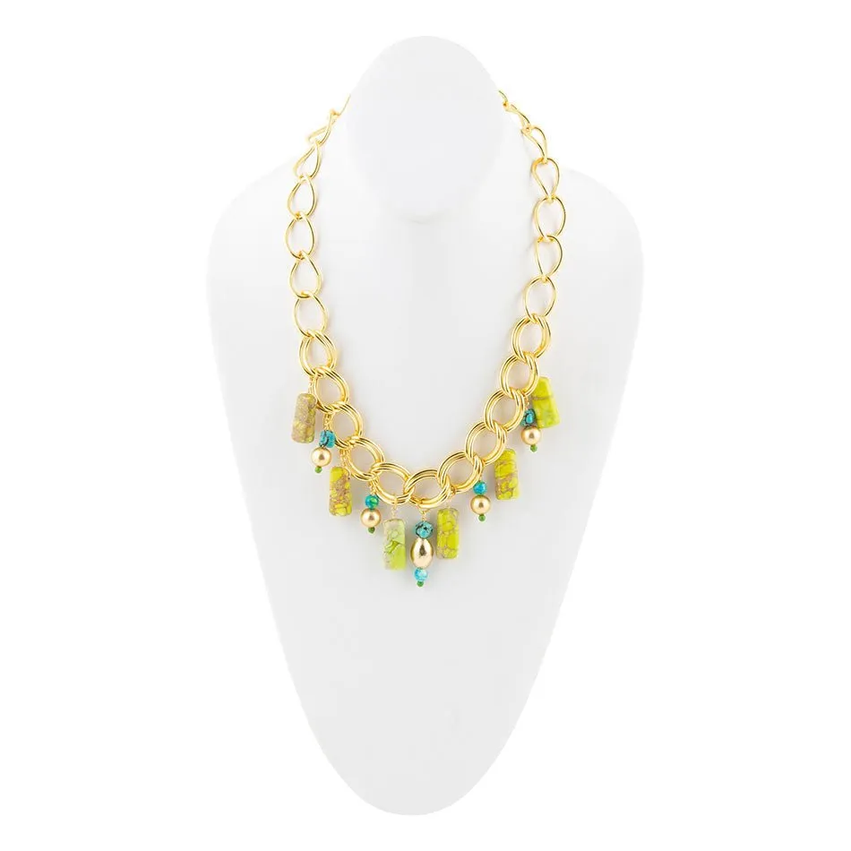 Lime Green Jasper Charm Golden Necklace sold by Barse product image thumbnail 3