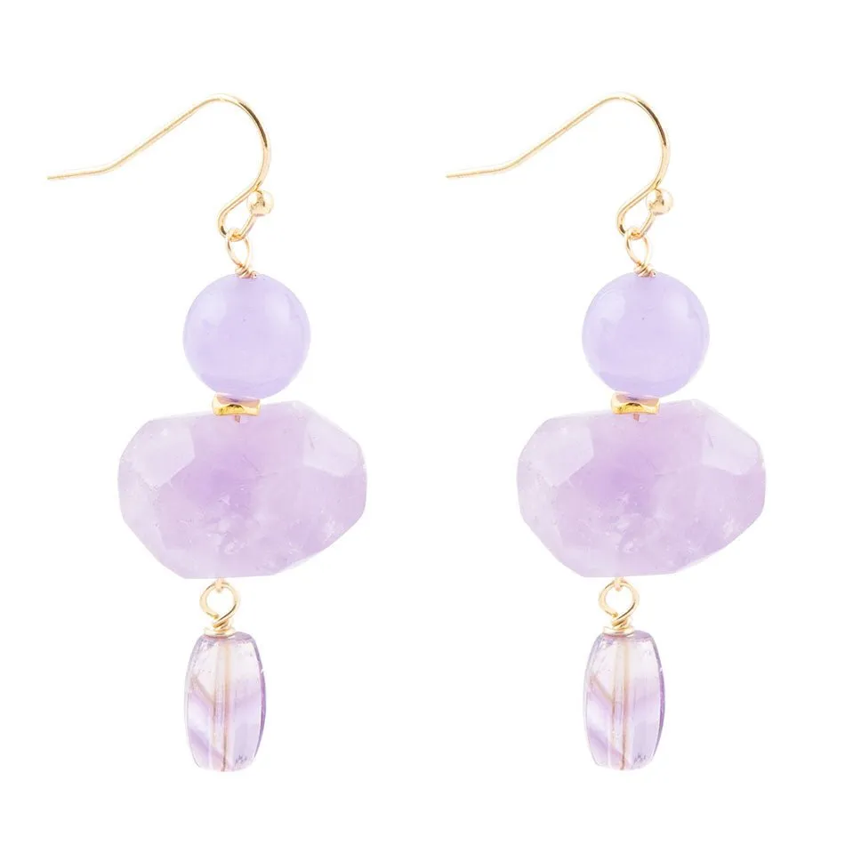 Purple Periwinkle Amethyst Golden Drop Earrings sold by Barse product image thumbnail 3